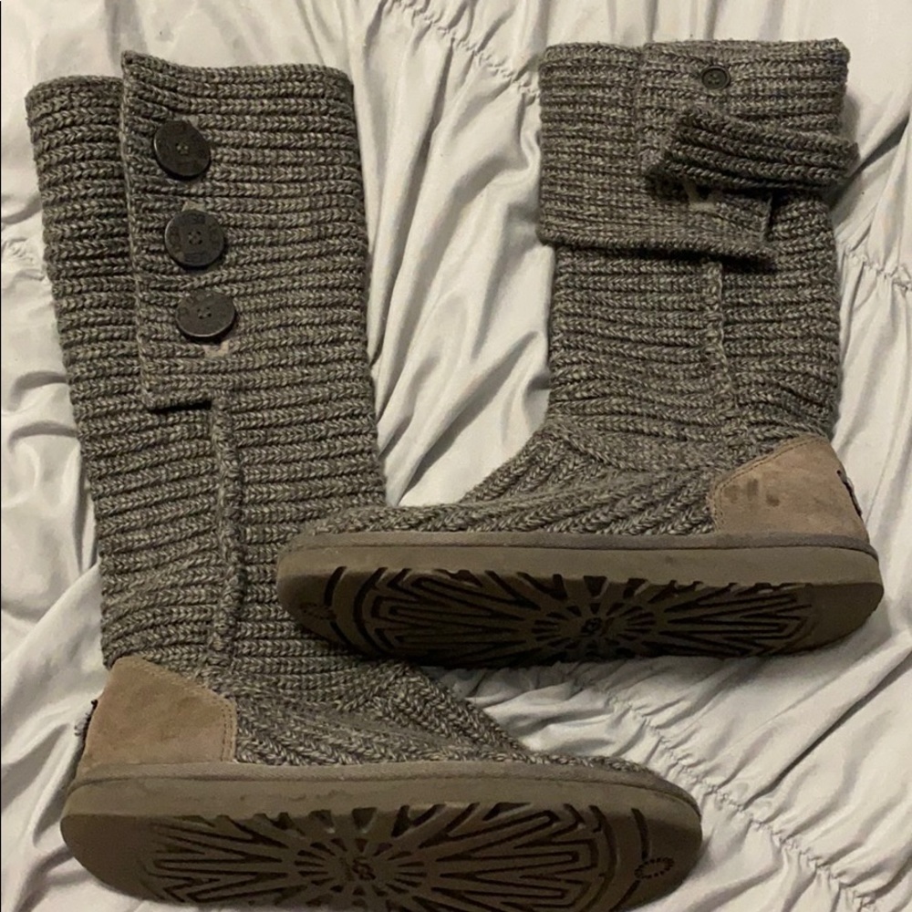 Grey UGG knit boots